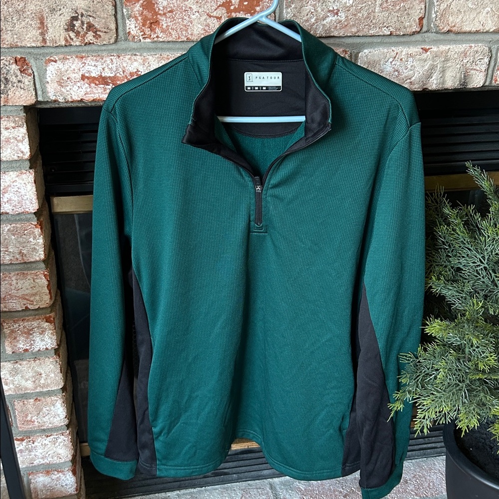 PGA Tour Green and Black 1/4 Zip Pullover Golf Sweater /Jacket Men’s‎ Size  M